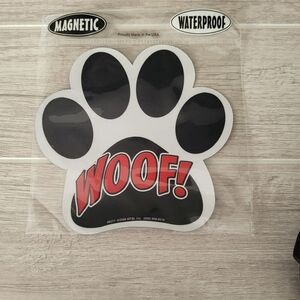 Magentic Dog Paw Woof‎ Decal Sticker For Cars Trucks SUV 5" Made In USA